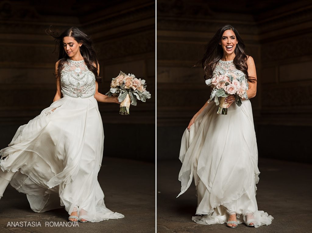Gorgeous photos of the bride with a wedding bouquet at Philadelphia City Hall