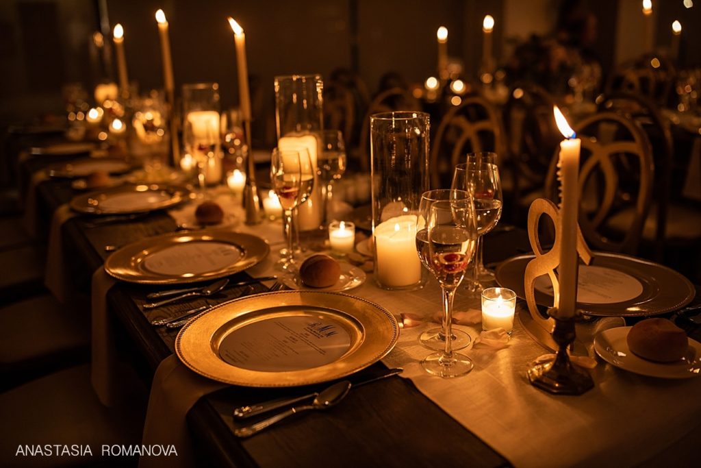 Stunning candle lit wedding reception decor at The Lucy