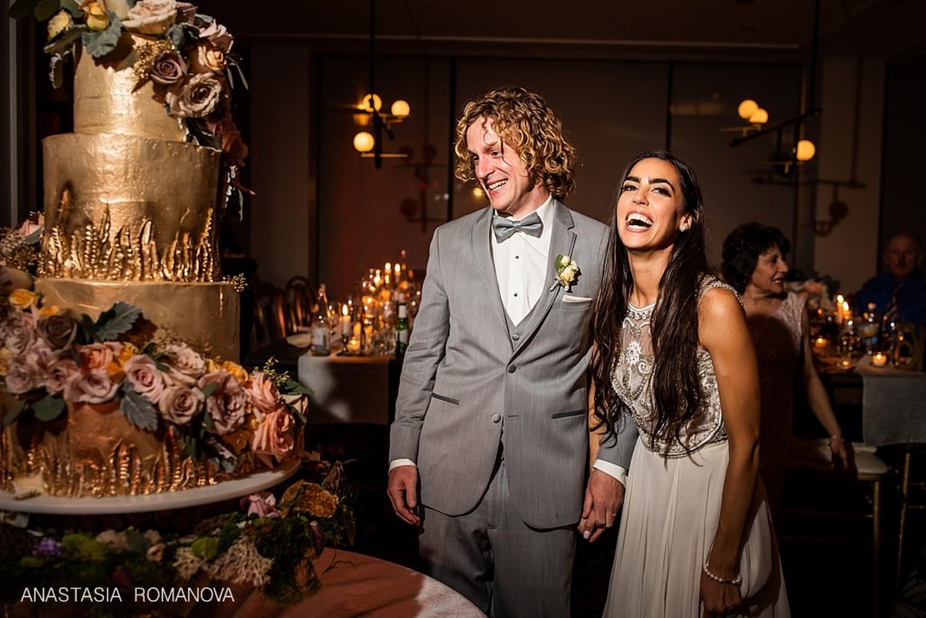 Photo of the cake cutting at at Philadelphia wedding reception