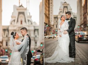 Philadelphia iconic Broad Street photo of the bride and groom