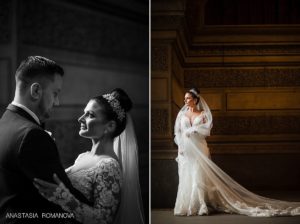 City Hall Philadelphia wedding dramatic photos of the bride and groom