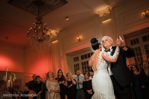 Bride dancing with her dad at Cescaphe Ballroom reception in Philadelphia