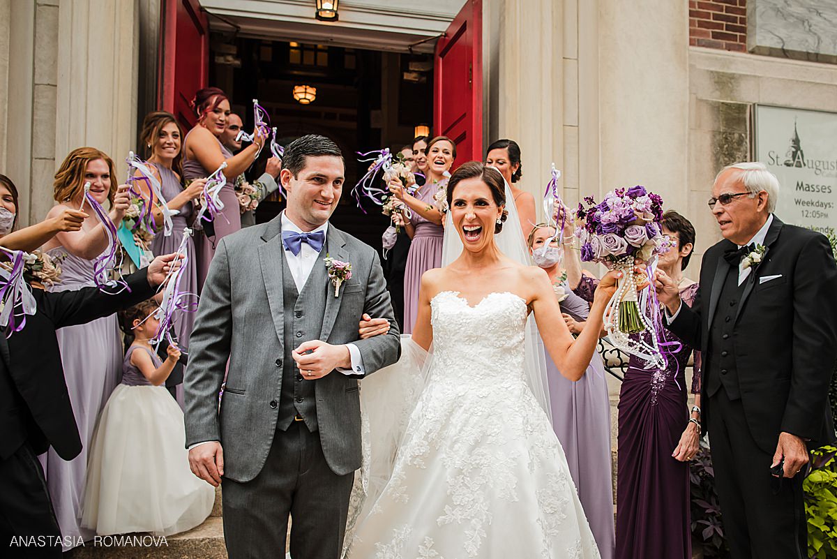 Happy Couple Exiting St Augustine Church in Philadelphia