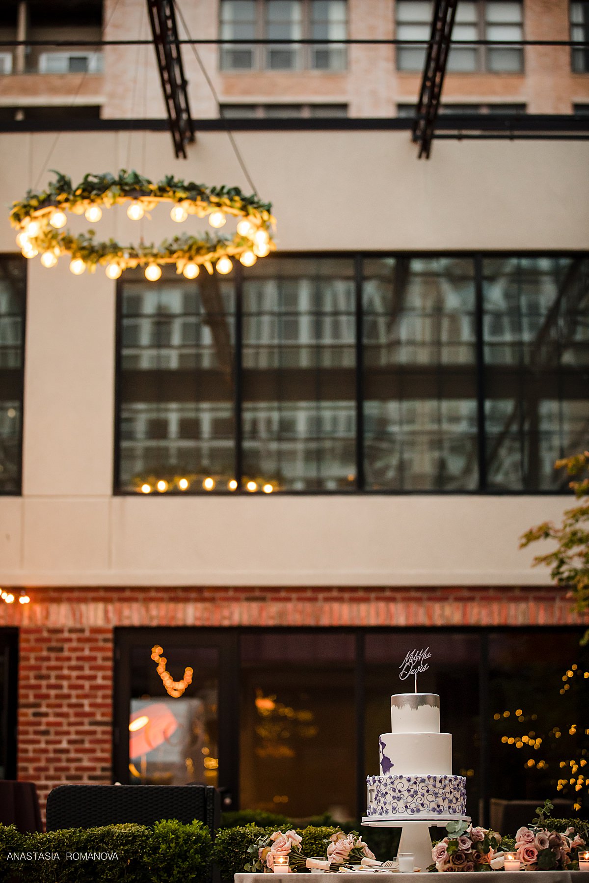 Stunning outdoor wedding reception in Philadelphia at Breve by Cescaphe